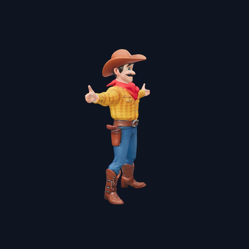 Cowboy Character Model Rigged and Animated with PBR Textures
